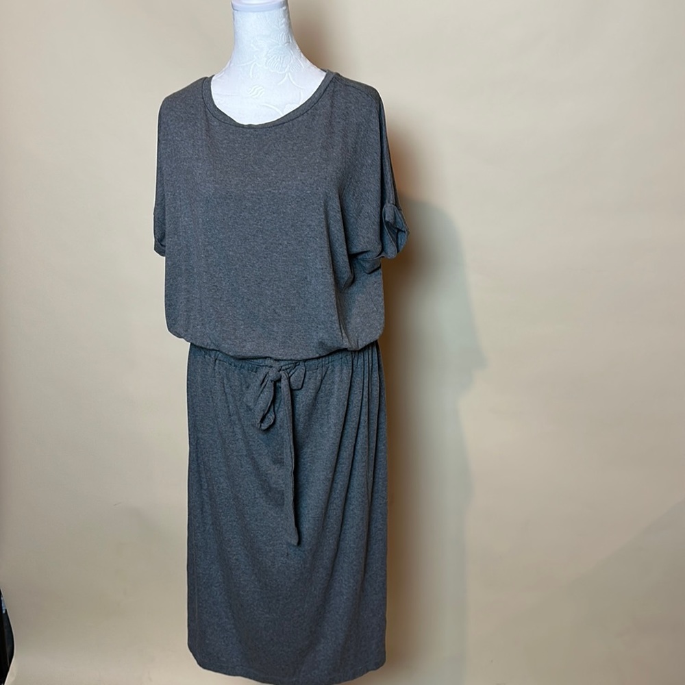 Banana republic cinch waist gray t-shirt dress new condition size Large tall